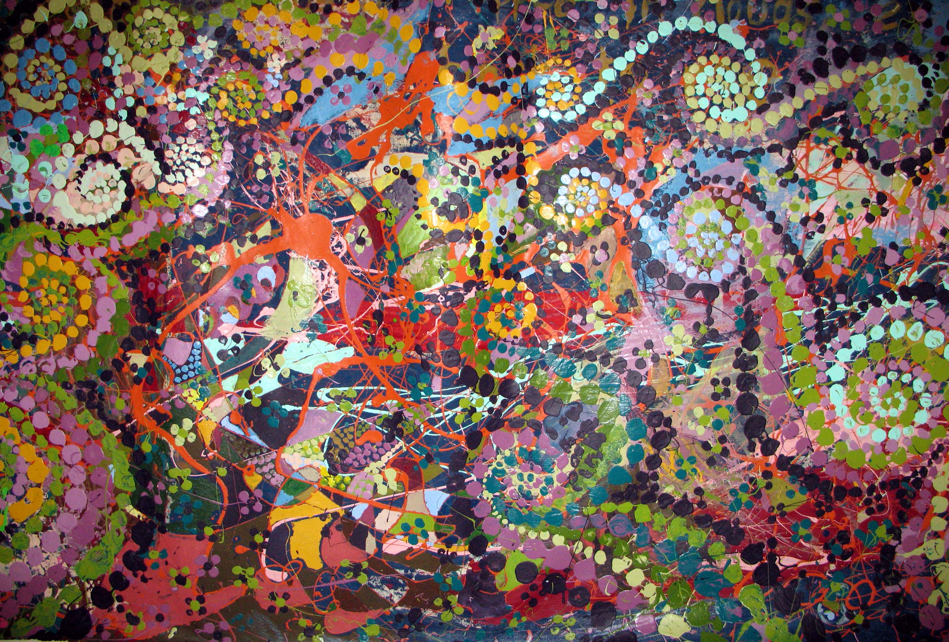 Headspun. Acrylic on Canvas, 3’x6′, 2006