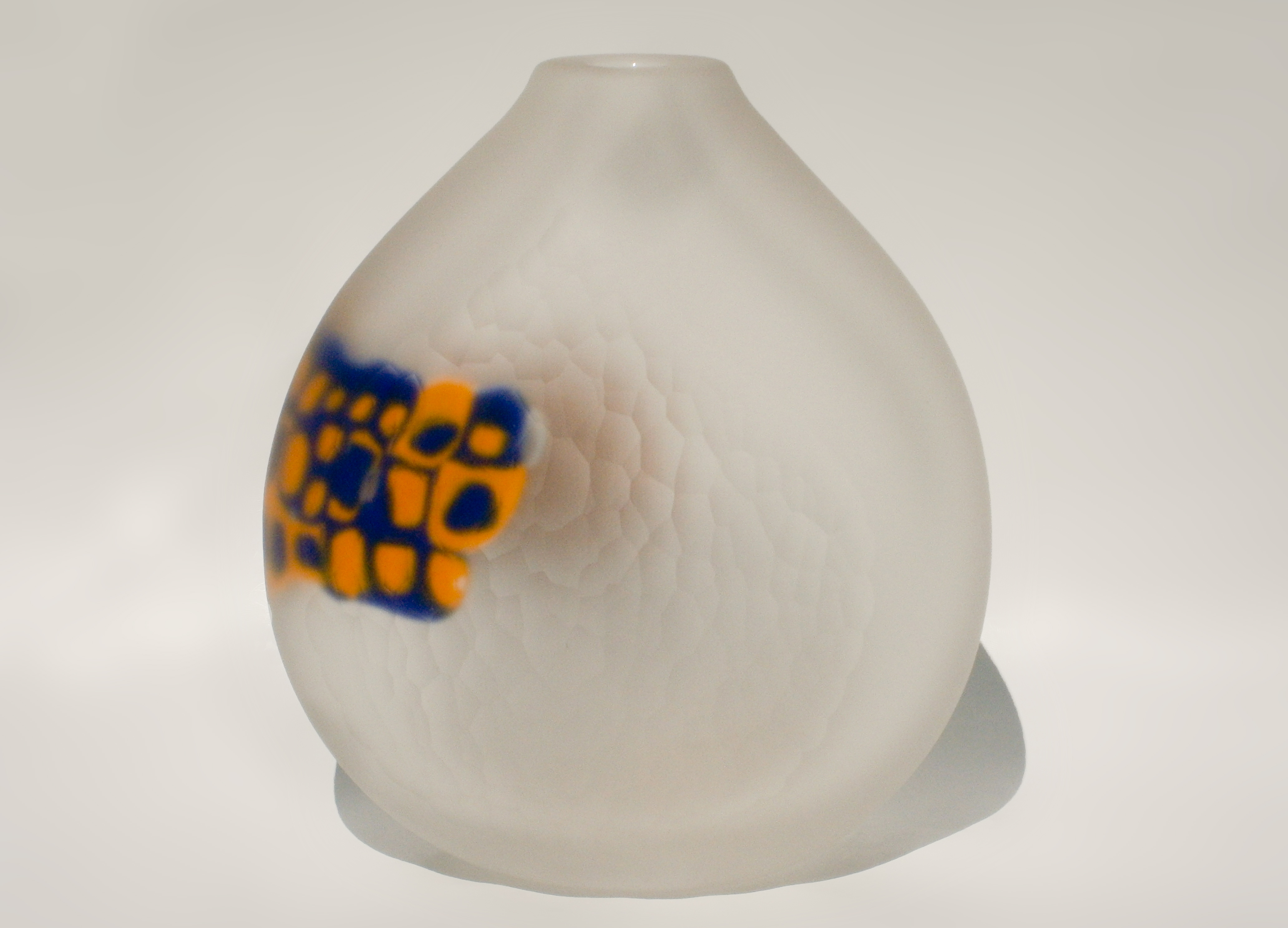 Vase with Blue and Yellow Marini – Blown Glass, 12″ x 10″ x 4″